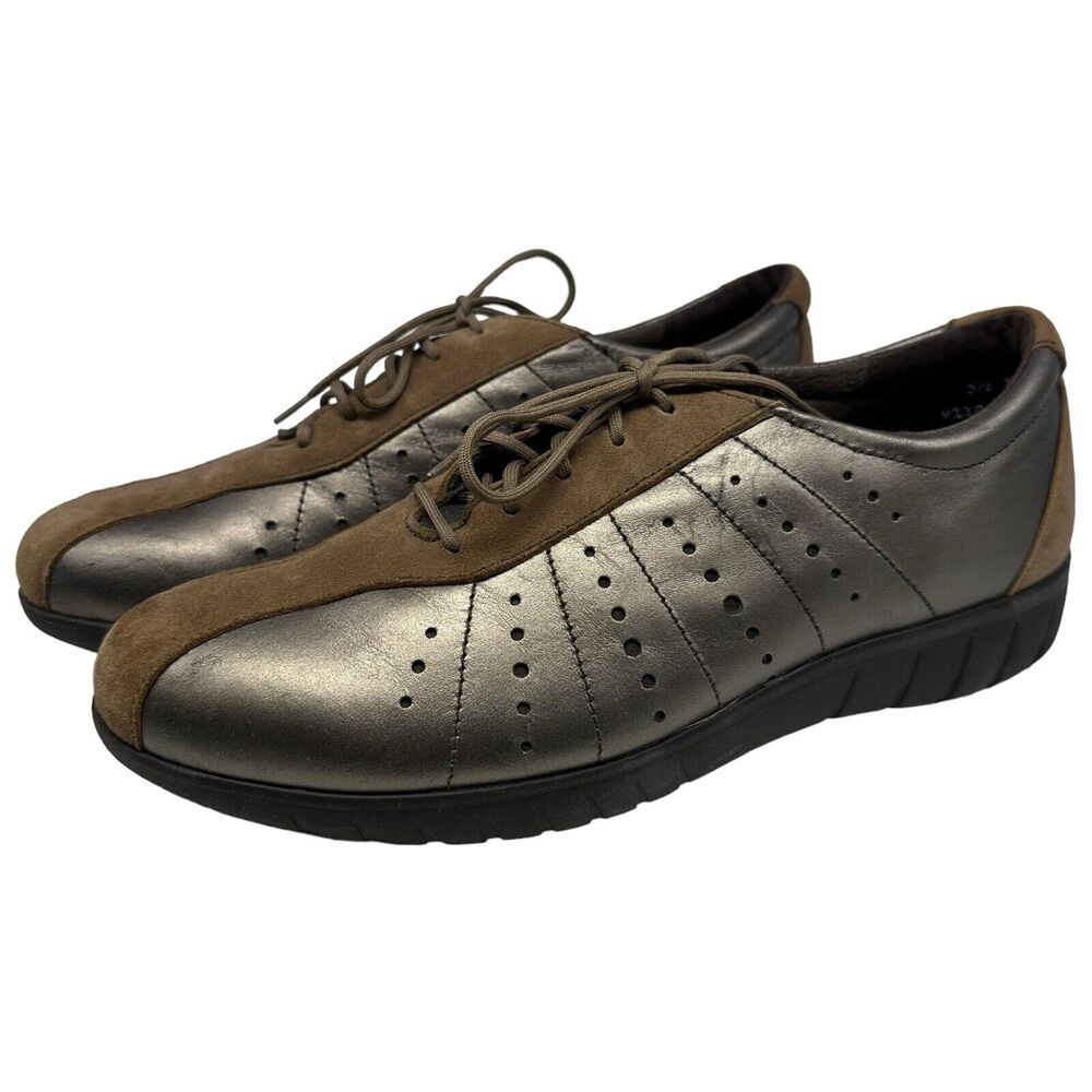 Munro Taupe Metallic‎ Suede Tori Oxford Sneaker Women's 8.5M Lace Up Comfort
